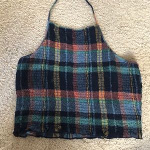 American eagle plaid print halter top